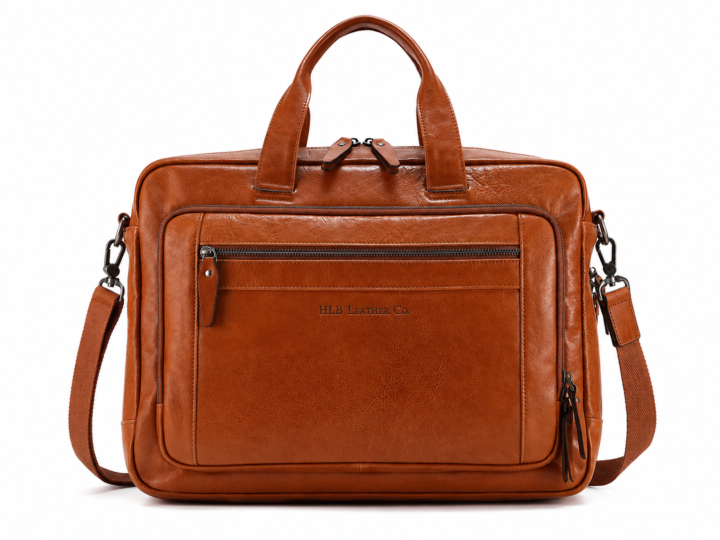 Vegetable-Tanned Full-Grain Leather Laptop Briefcase