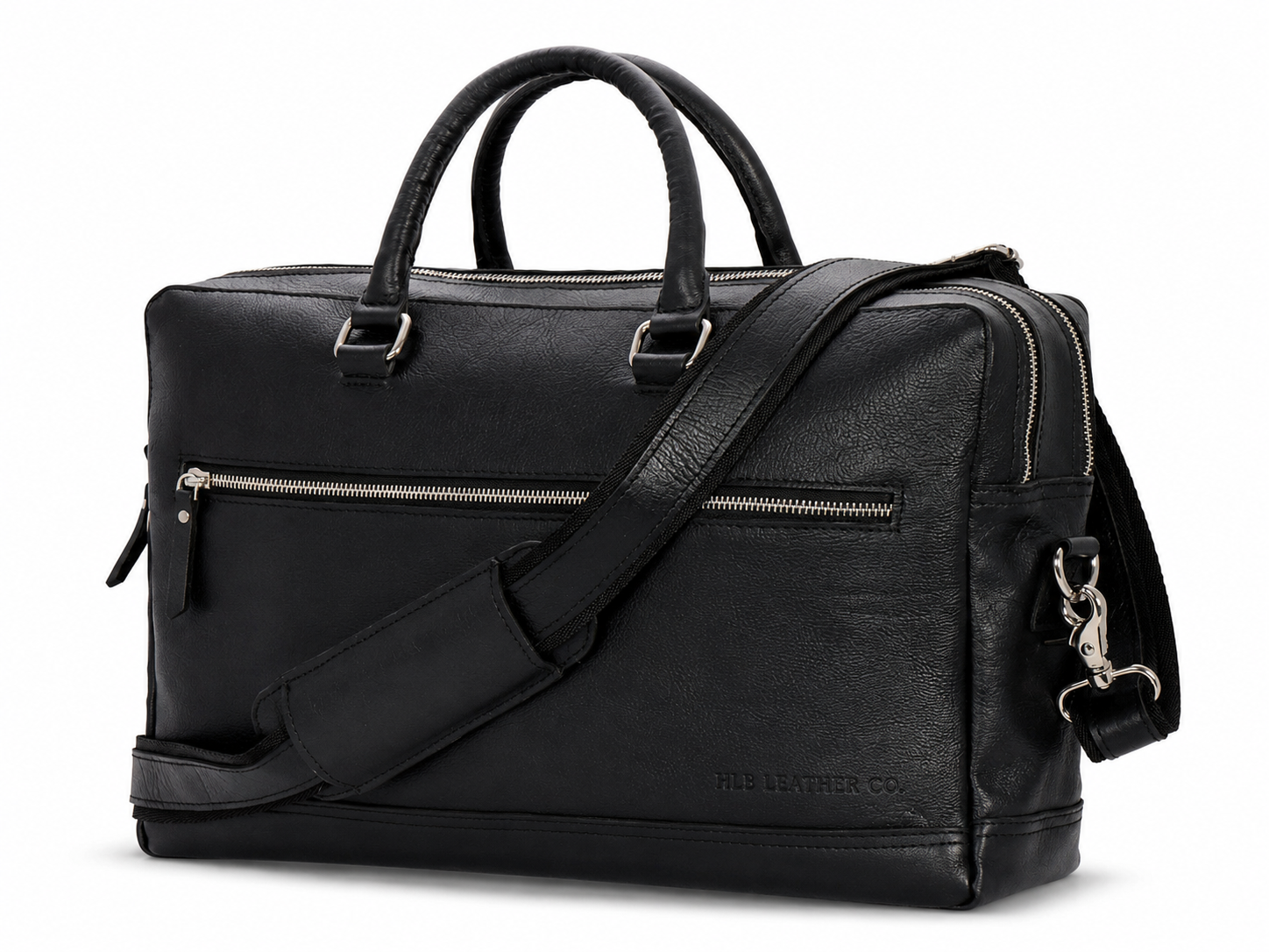 Black Top-Grain Buffalo Leather Briefcase