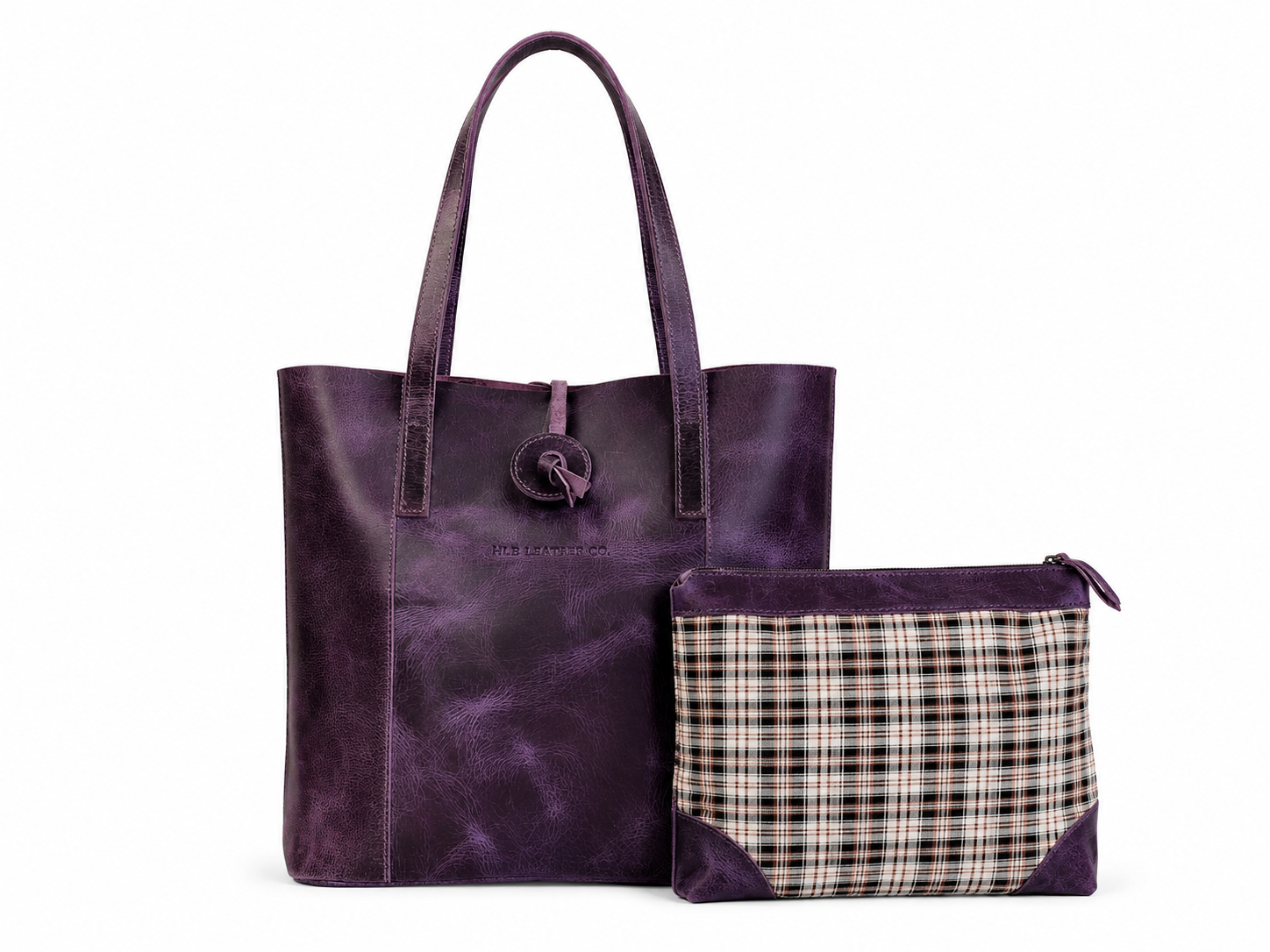 HLB Alaska Leather Tote Bag - Purple