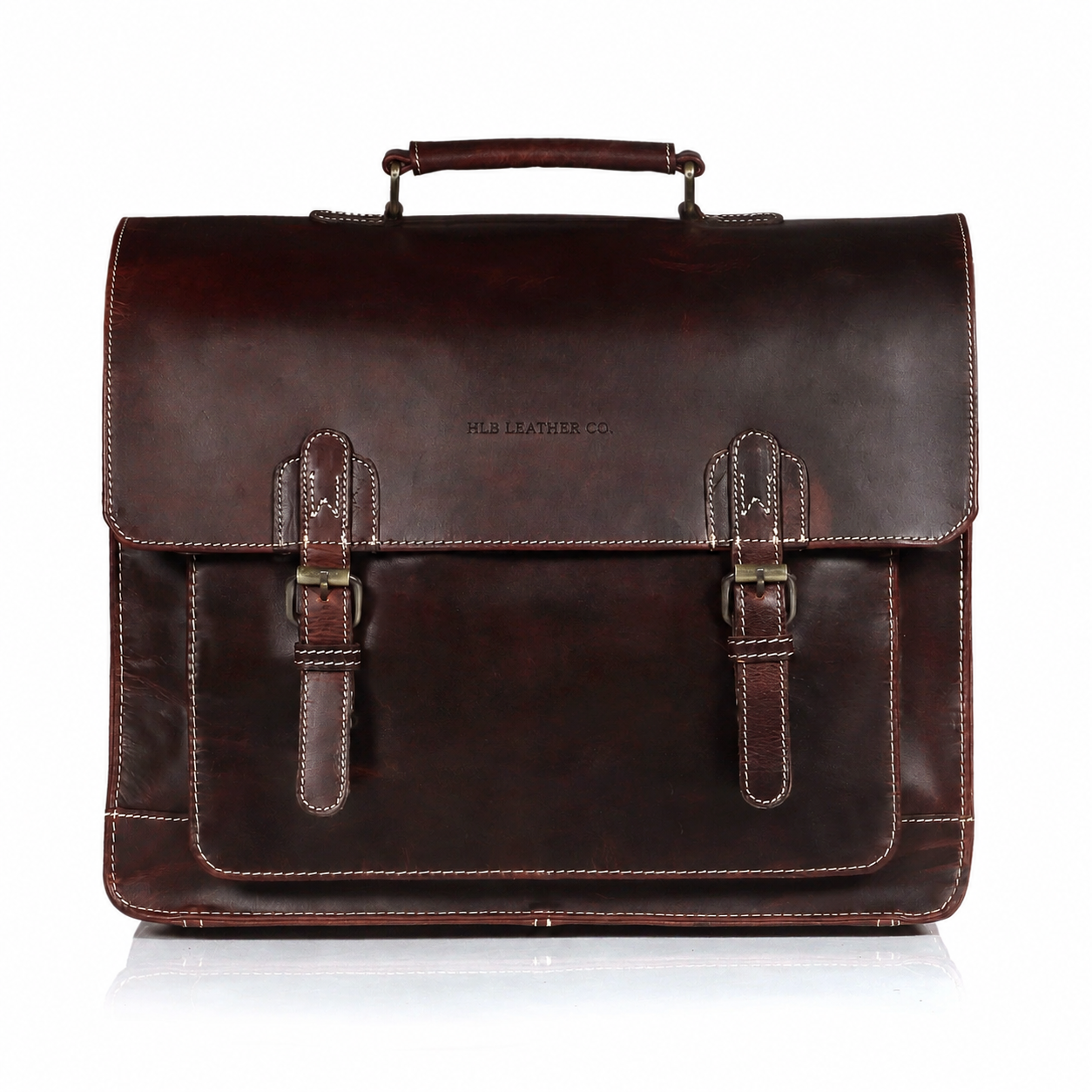Brown Full-Grain Buffalo Leather Laptop Messenger Bag
