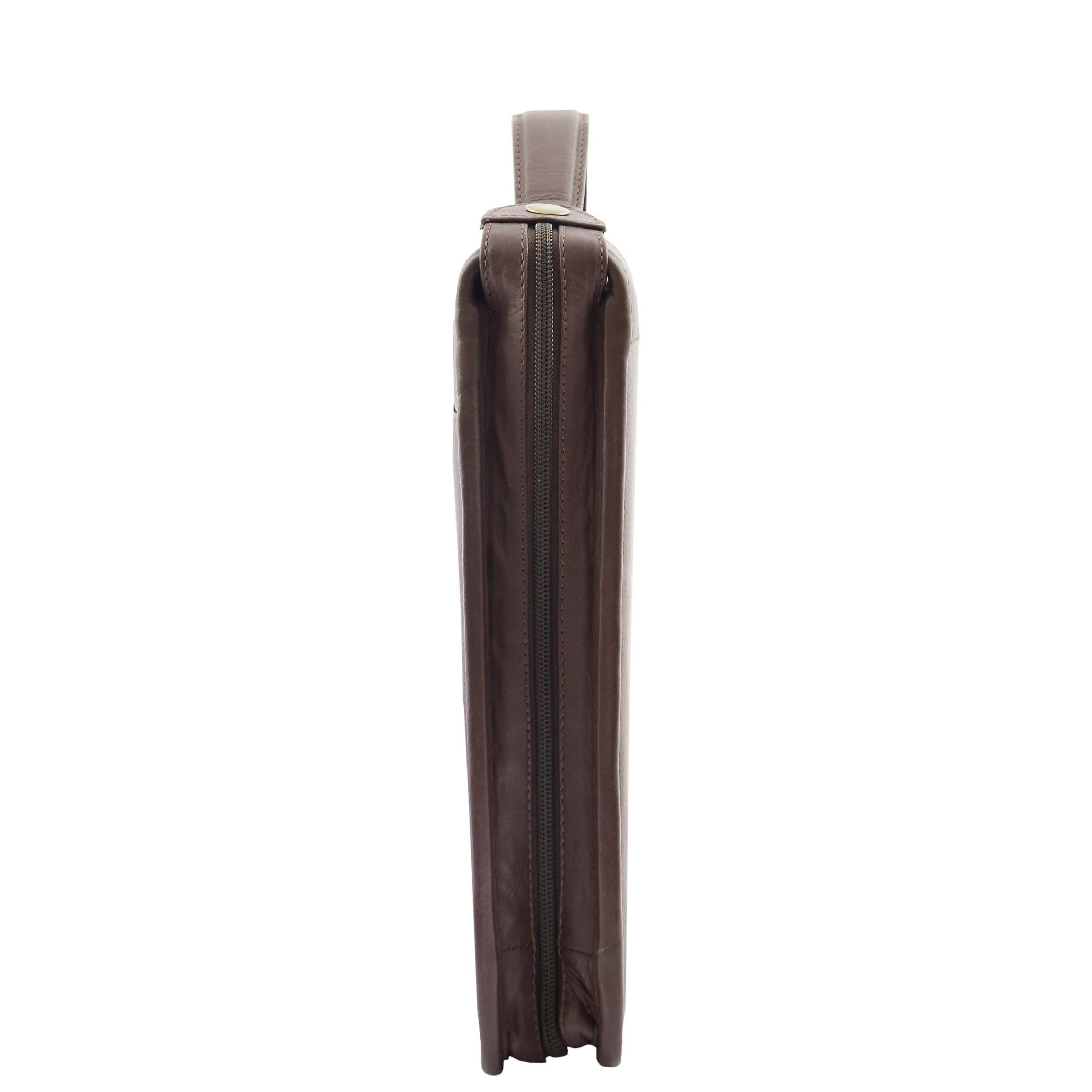 Real Leather Portfolio Case with Carry Handle HL49 Brown