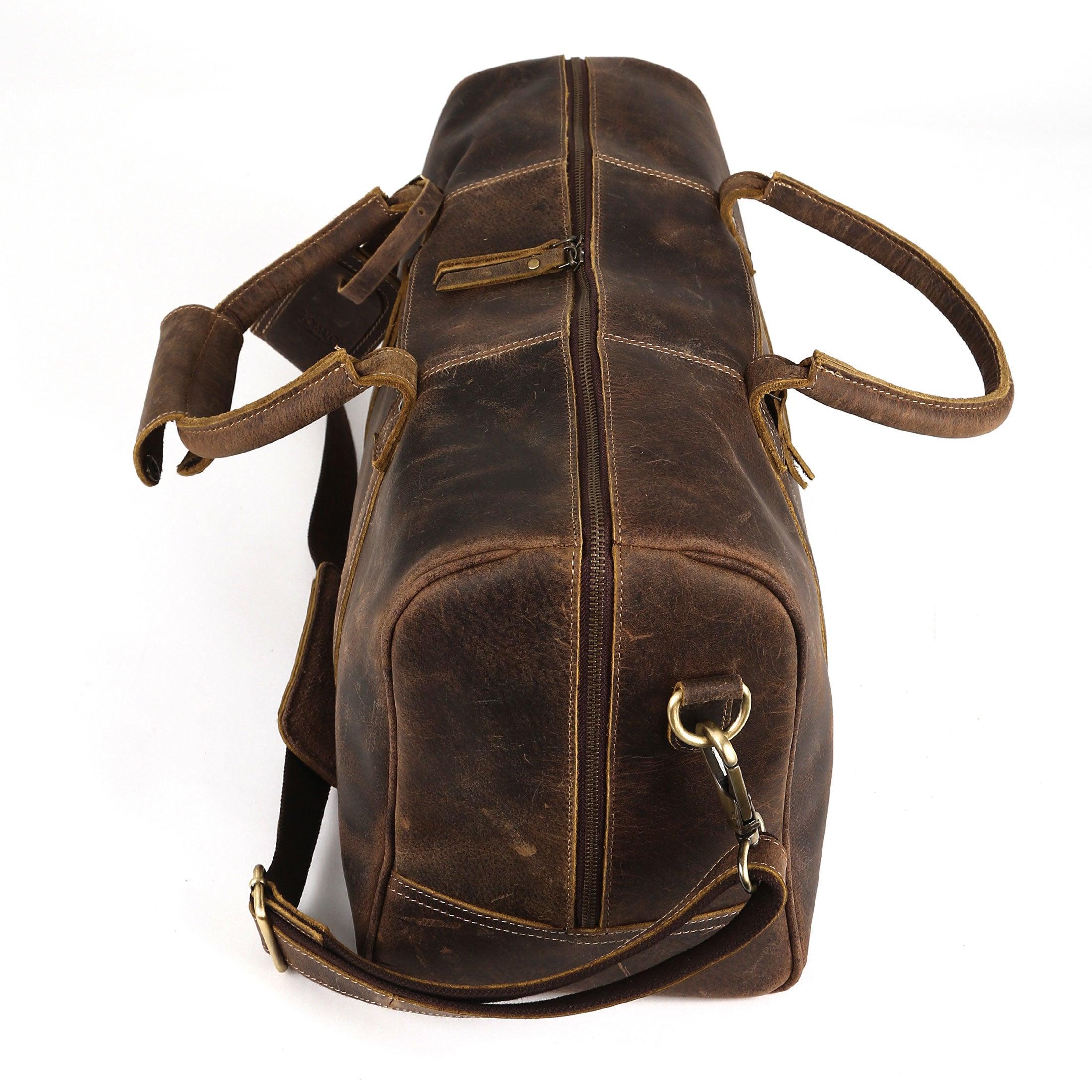 Leather 20-Inch Travel Duffel Bag for Men and Women - Full Grain Leather Overnight, Weekend, Gym, and Sports Bag