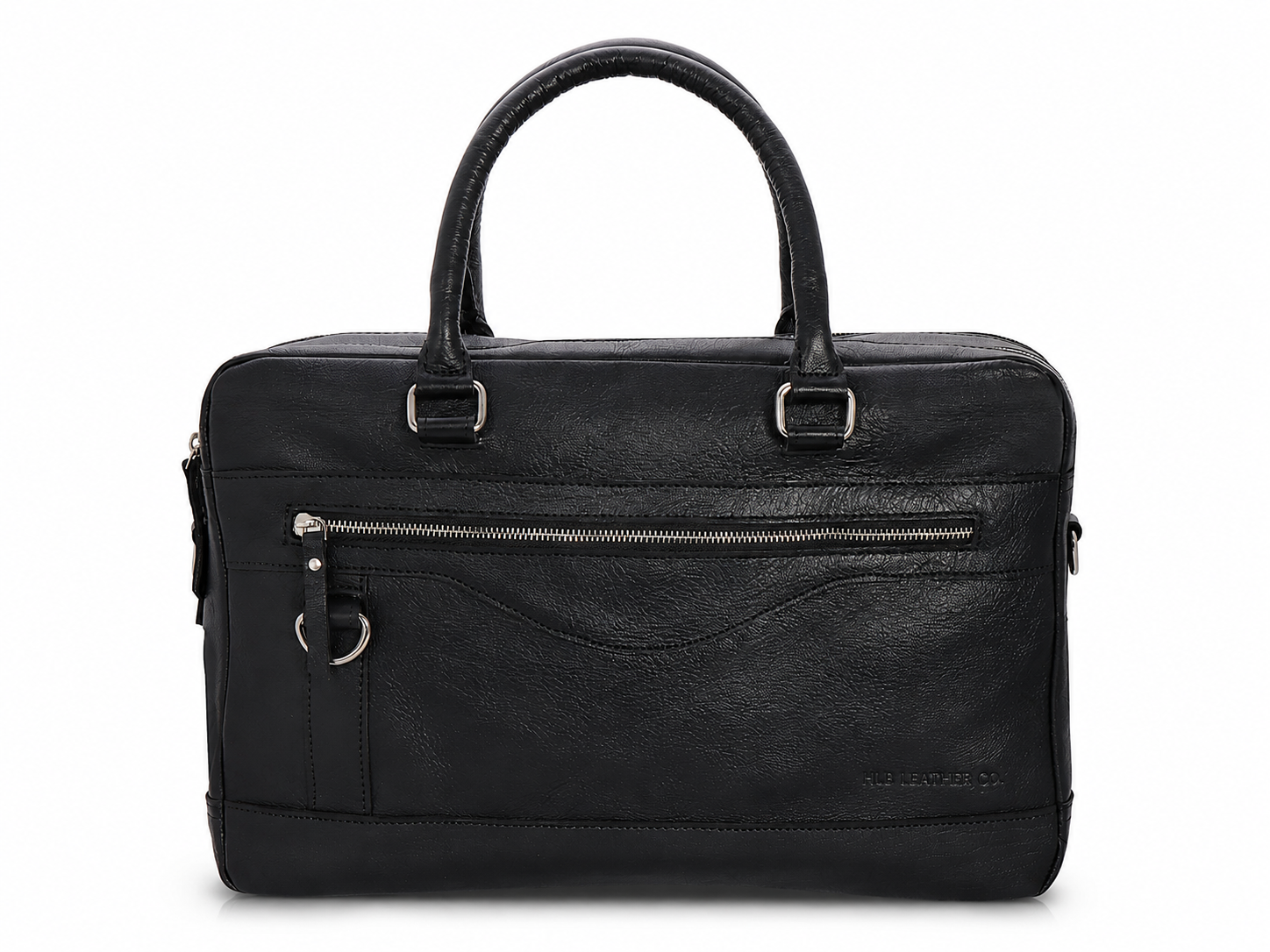 Black Top-Grain Buffalo Leather Briefcase for Men