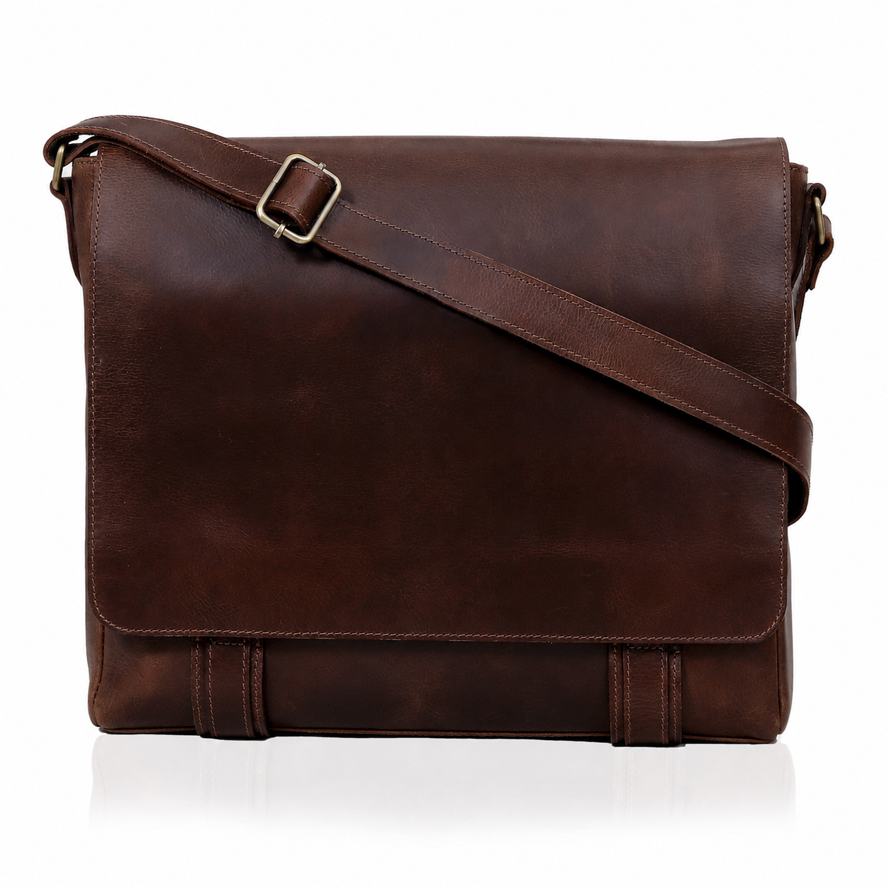 Water Buffalo Leather Messenger Bag for Men