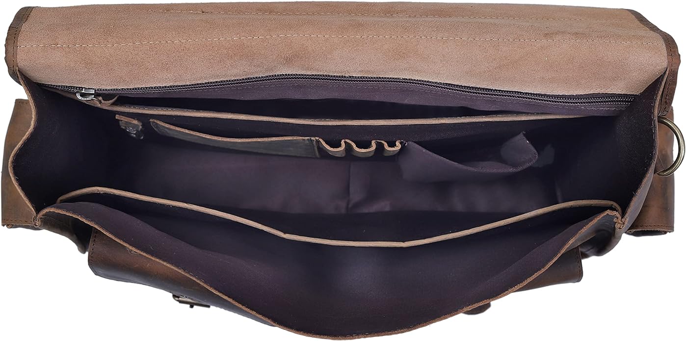 Vintage Full-Grain Buffalo Leather Laptop Messenger Bag