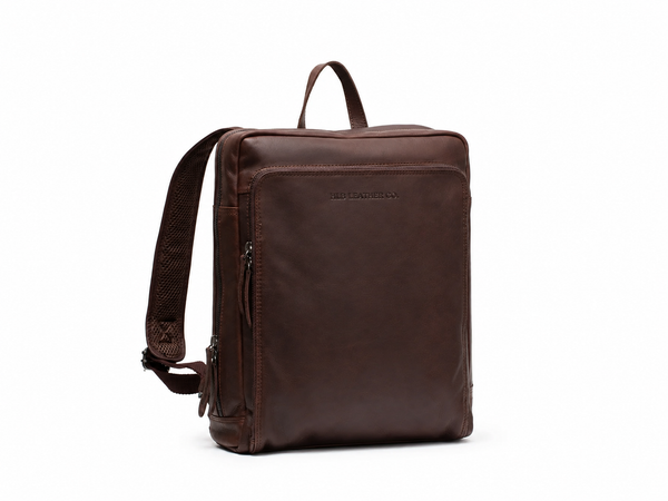 Leather Laptop Backpack Brown Jasper