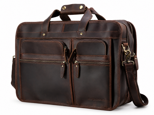 Full-Grain Buffalo Leather Travel Briefcase