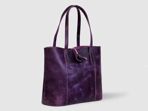 HLB Alaska Leather Tote Bag - Purple