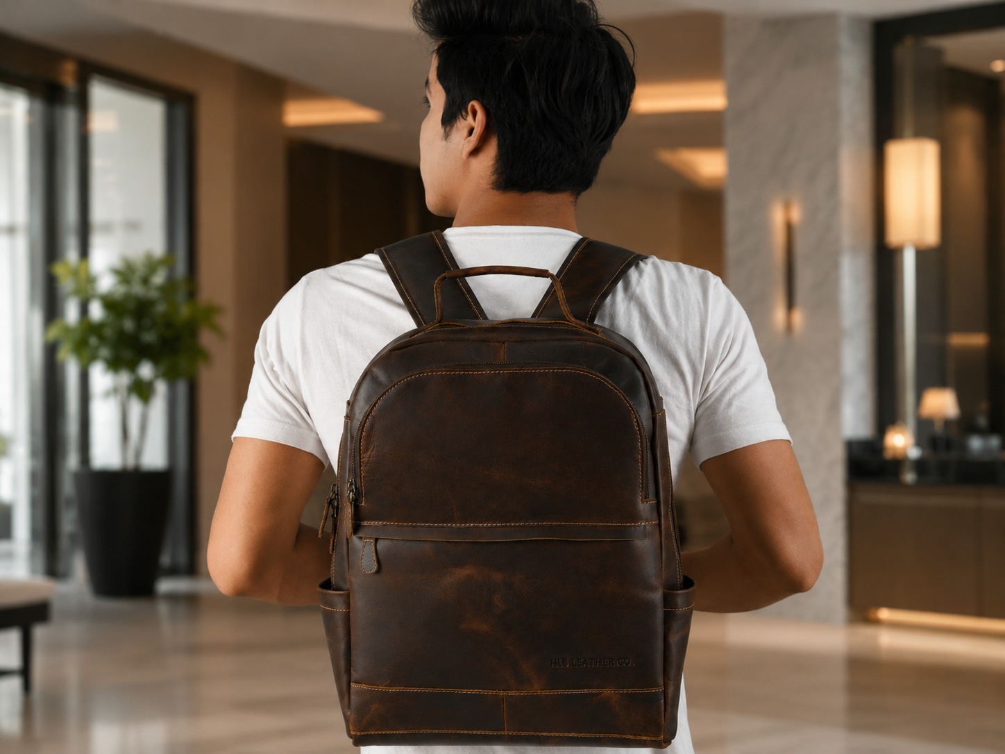 MaheTri Cambridge Unisex Buffalo Leather Backpack