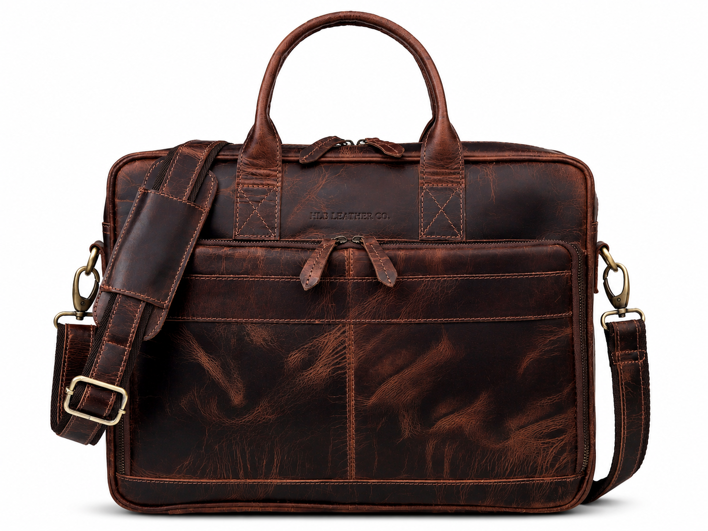 Austin Laptop Leather Briefcase - Burgundy