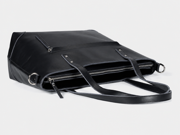 Buffalo Leather Tote Bag - Black