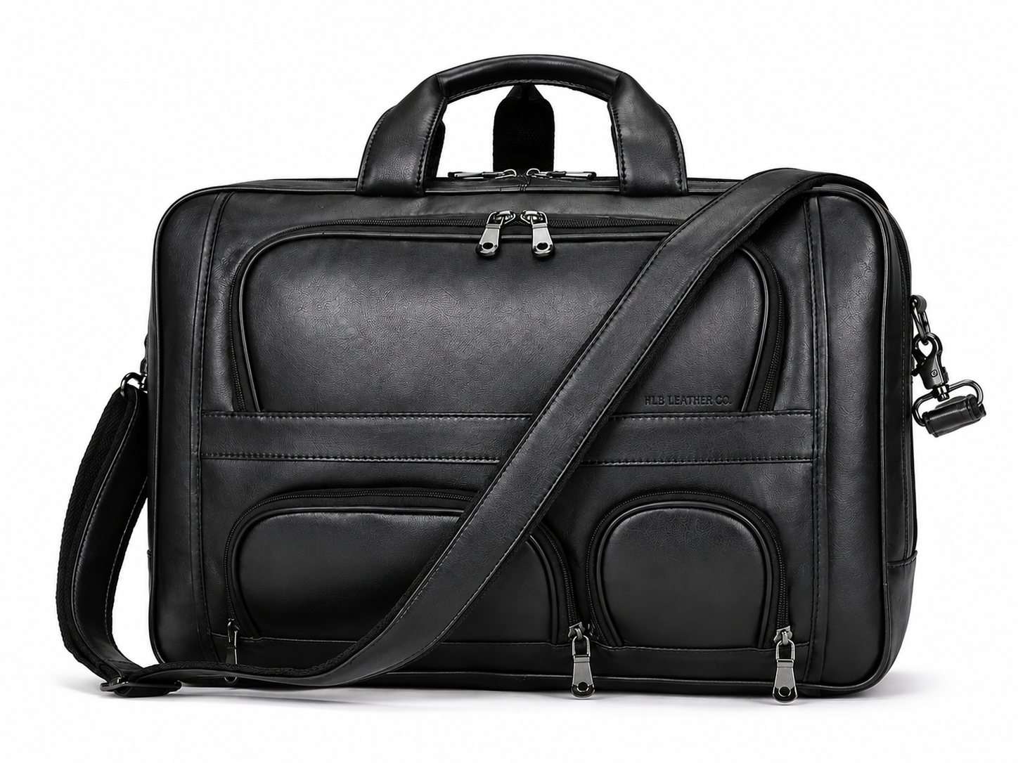 Large-Capacity Full-Grain Leather 17-Inch Laptop Briefcase