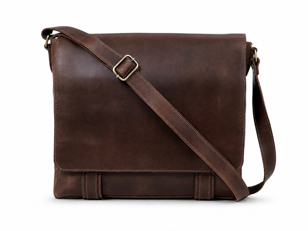 Full-Grain Water Buffalo Leather Messenger Bag