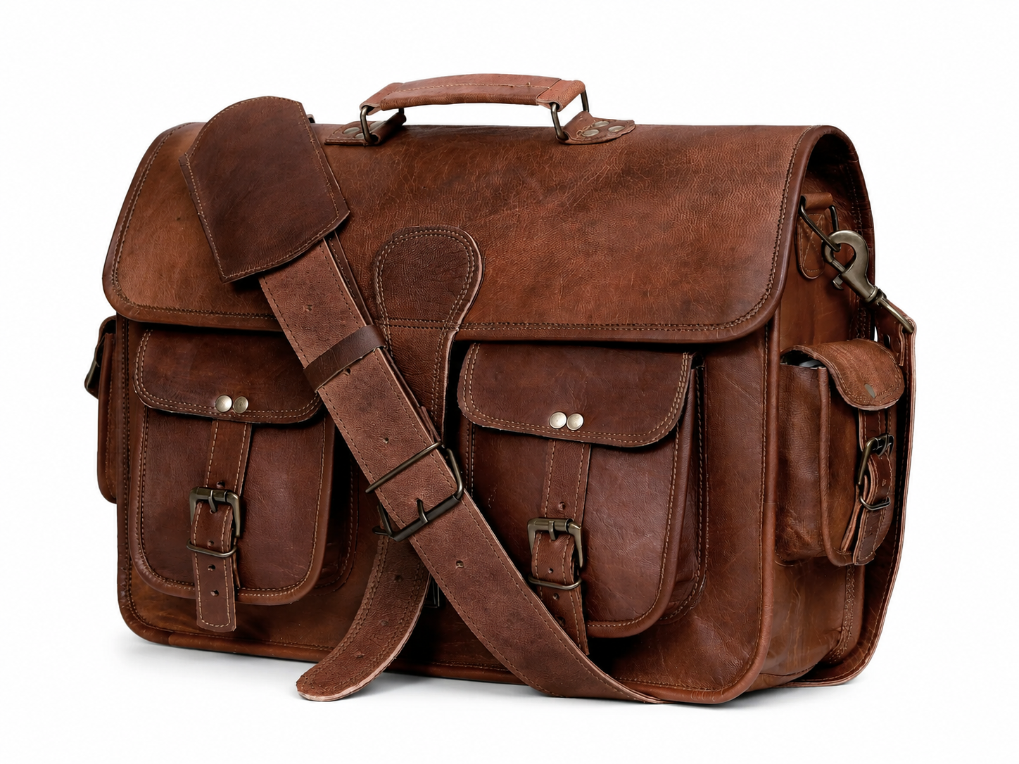 Full-Grain Leather Laptop Messenger Bag