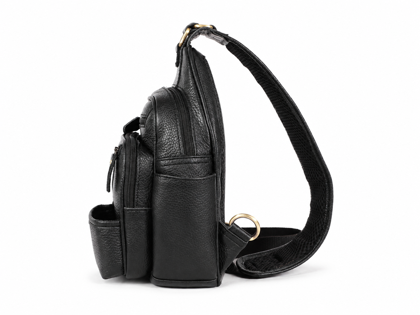 Hudson Black Leather Sling Bag