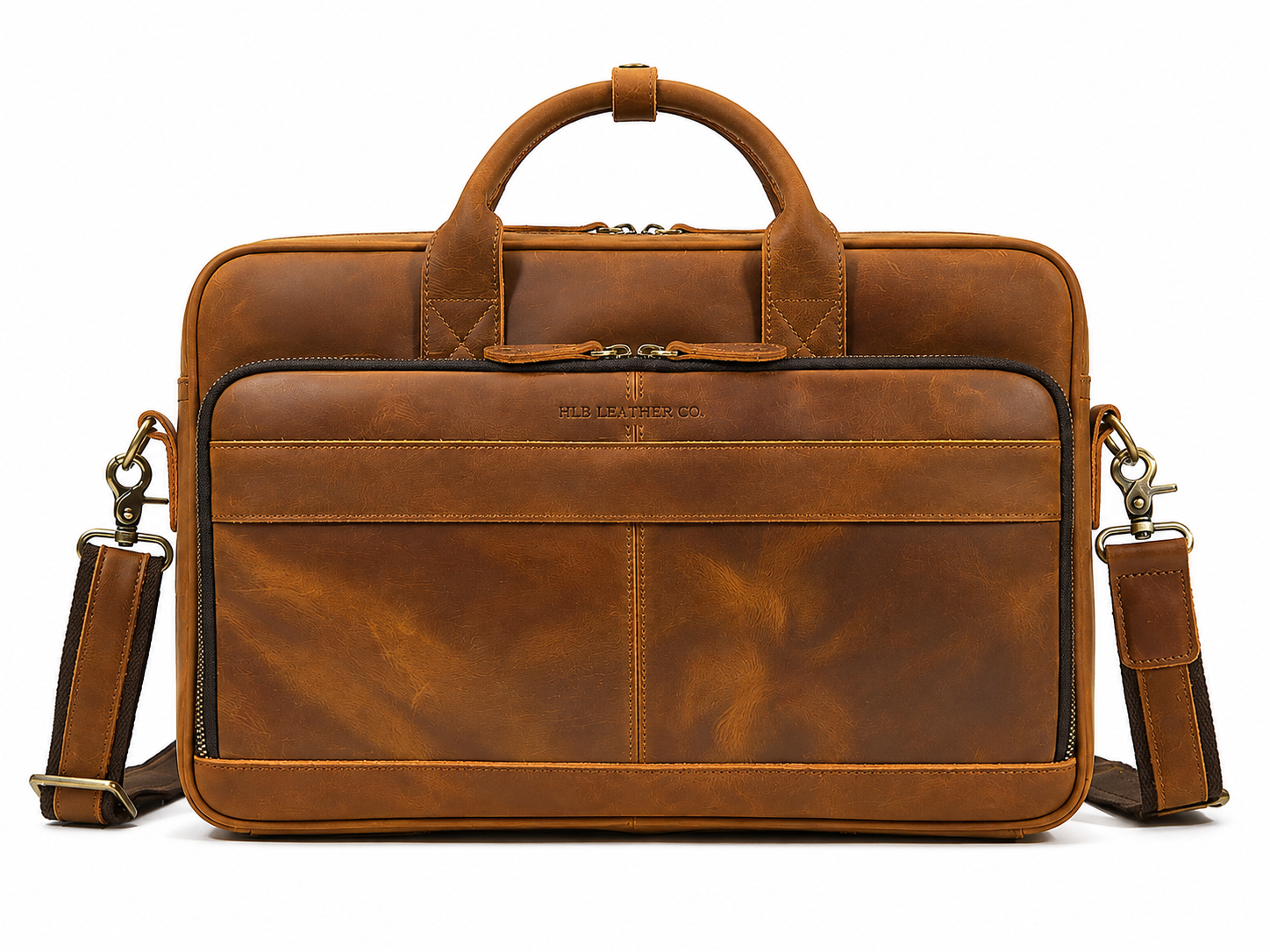 Vintage Full-Grain Leather 17-Inch Laptop Briefcase
