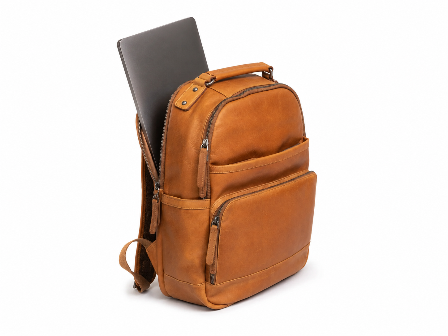 Leather Laptop Backpack Cognac Austin