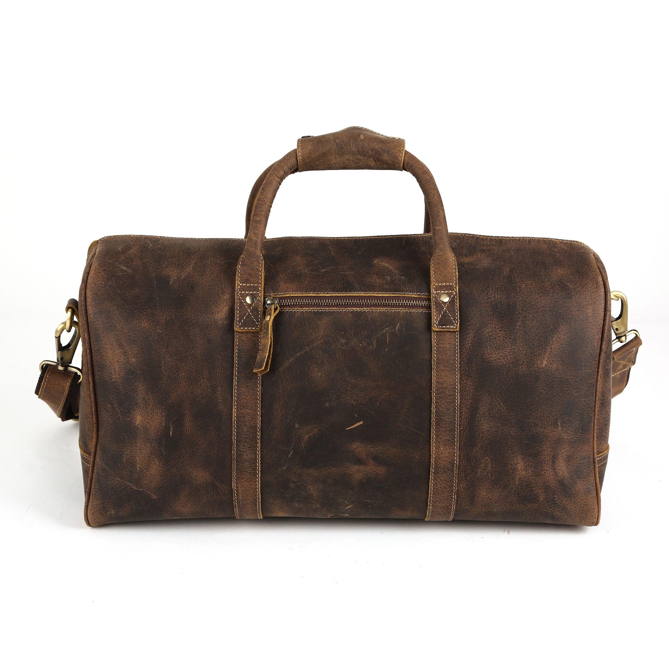Leather 20-Inch Travel Duffel Bag for Men and Women - Full Grain Leather Overnight, Weekend, Gym, and Sports Bag