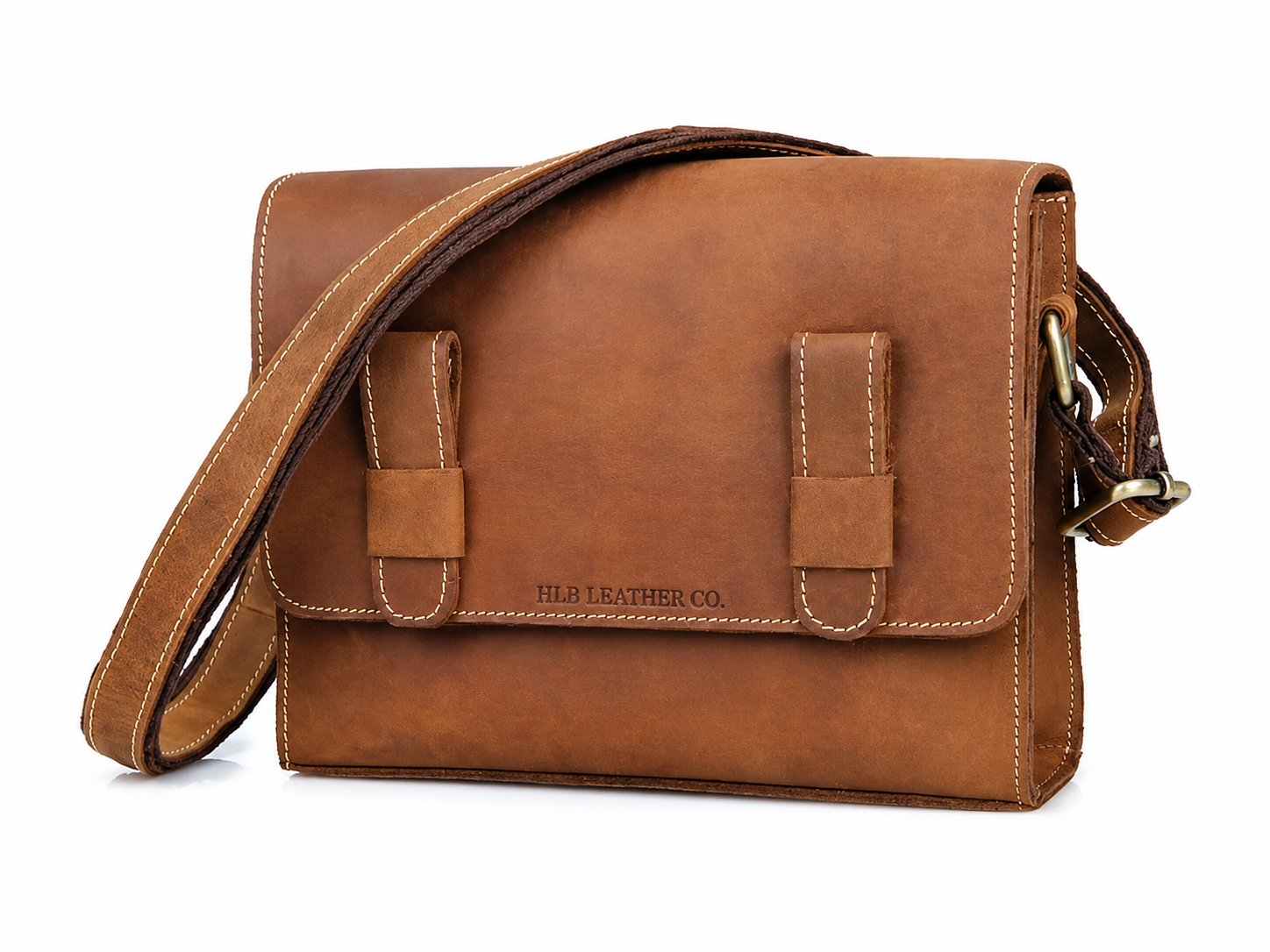 European Style Minimalist Full-Grain Leather Messenger Bag