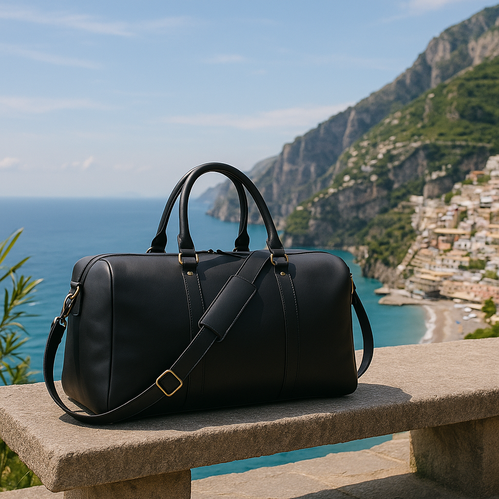 John Leather Duffel Bag - Black