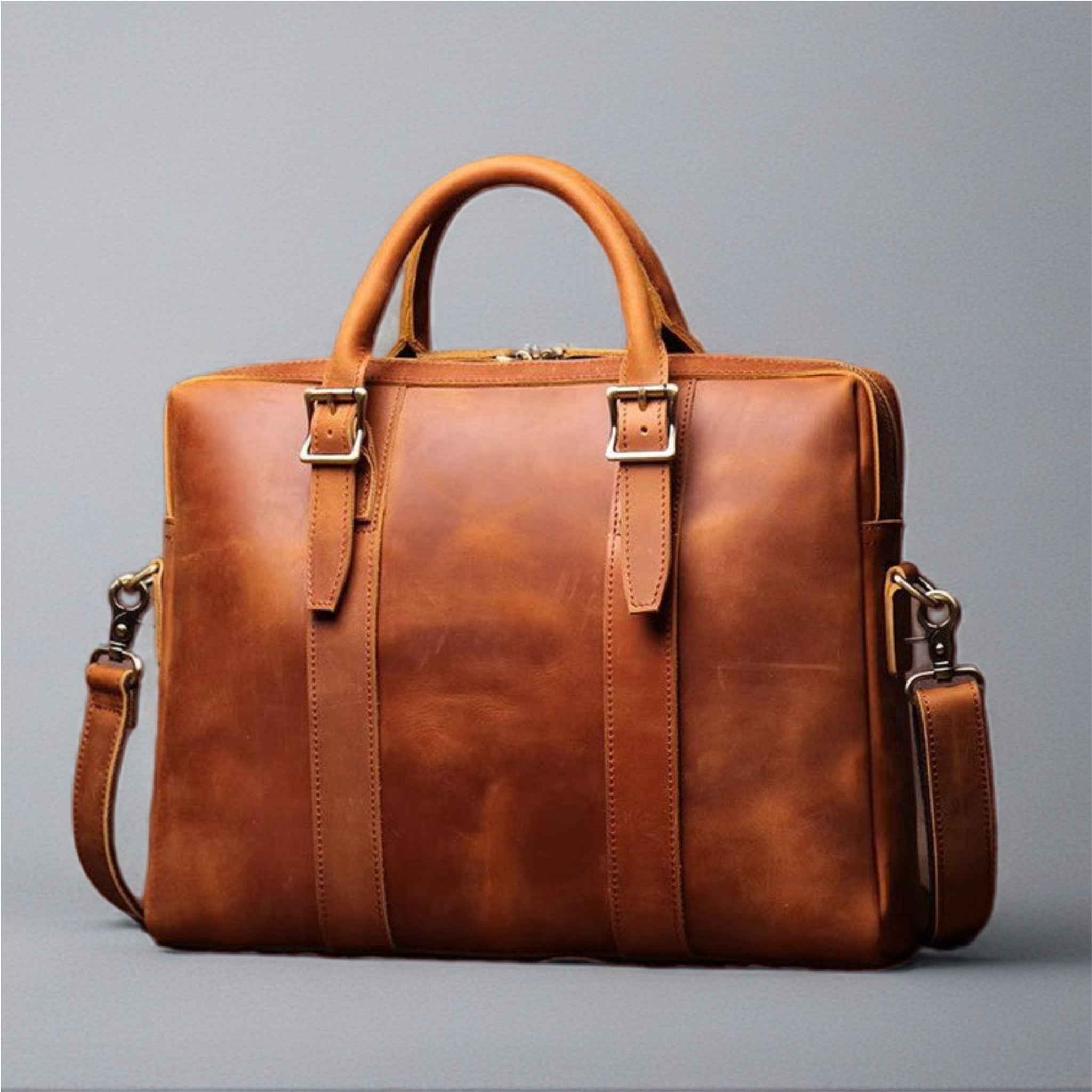 Crazy Horse Leather Messenger Laptop Bag
