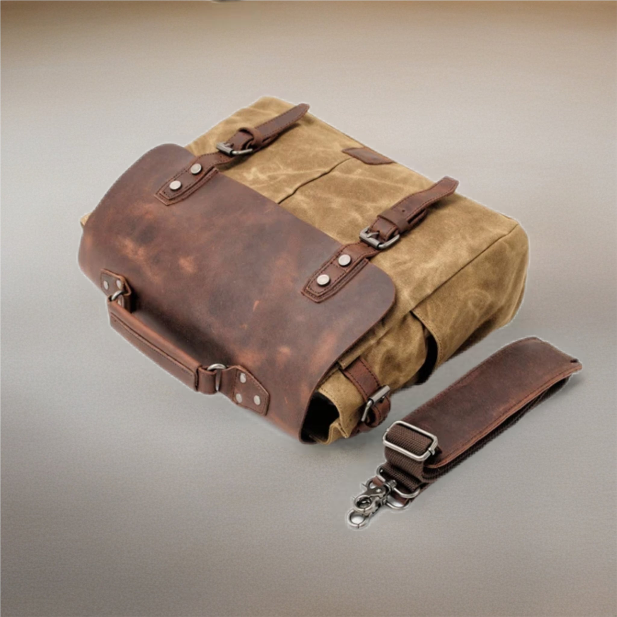 Heritage Voyager Leather & Canvas Messenger