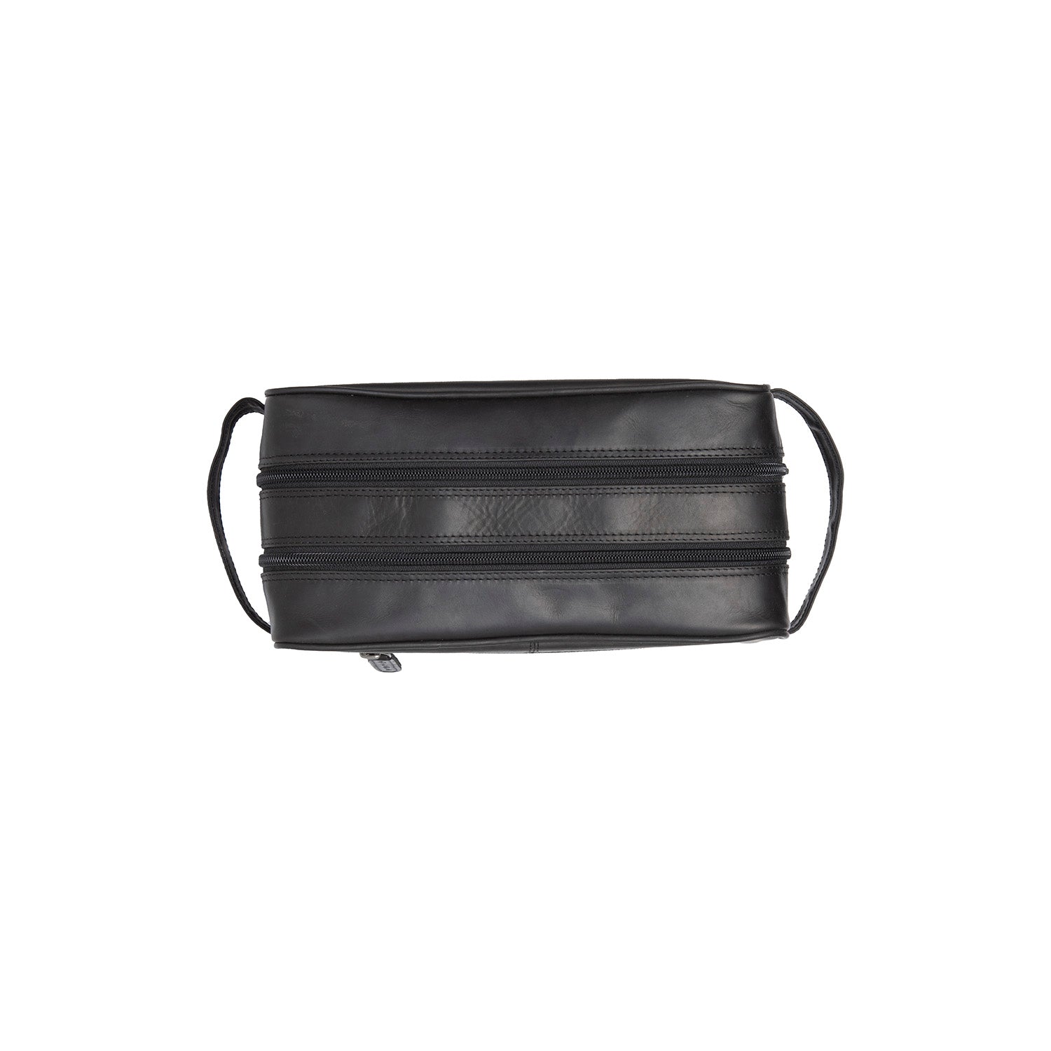 Black Wax Pull-Up Leather Toiletry Bag – Compact Travel Dopp Kit