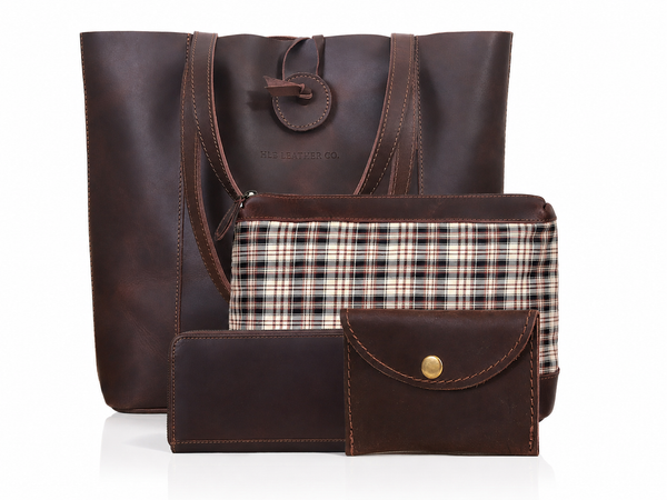 HLB Leather Bag Combo - Burgundy