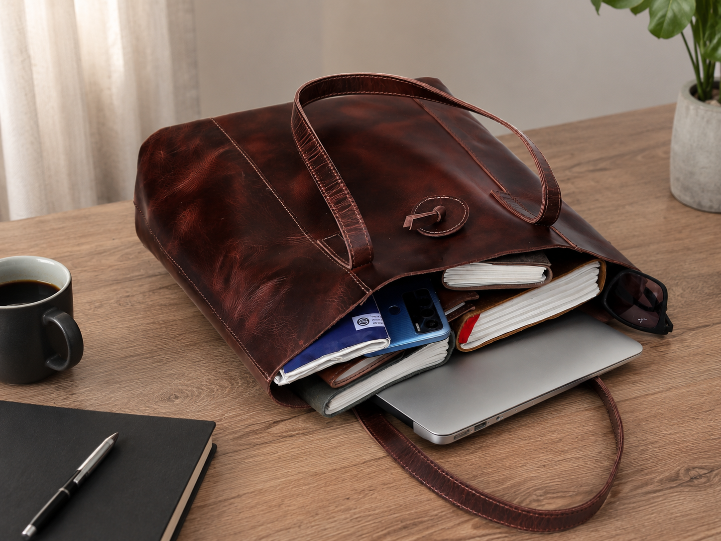 HLB Leather Bag Combo - Burgundy