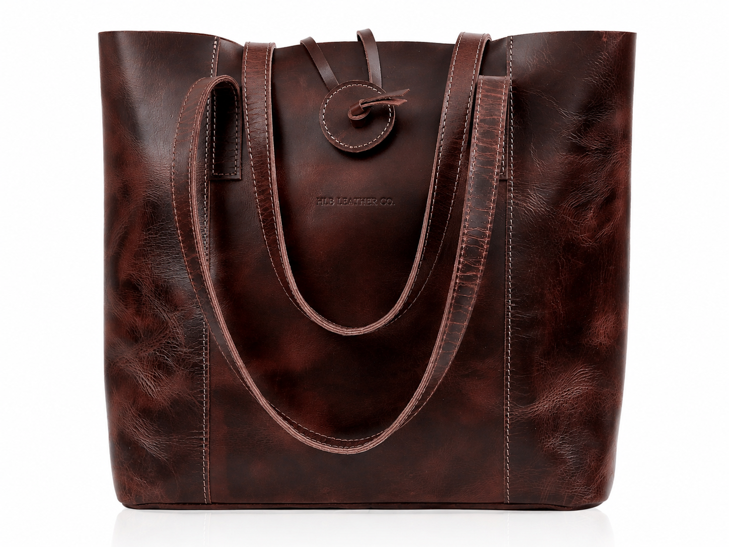 HLB Leather Tote Bag - Burgundy