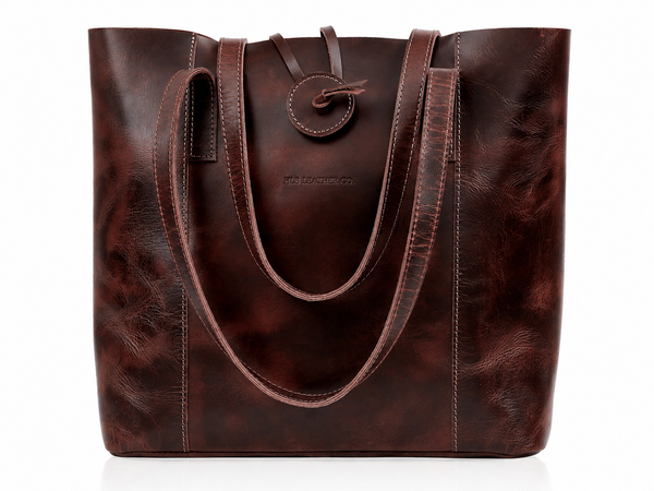 HLB Leather Tote Bag - Burgundy