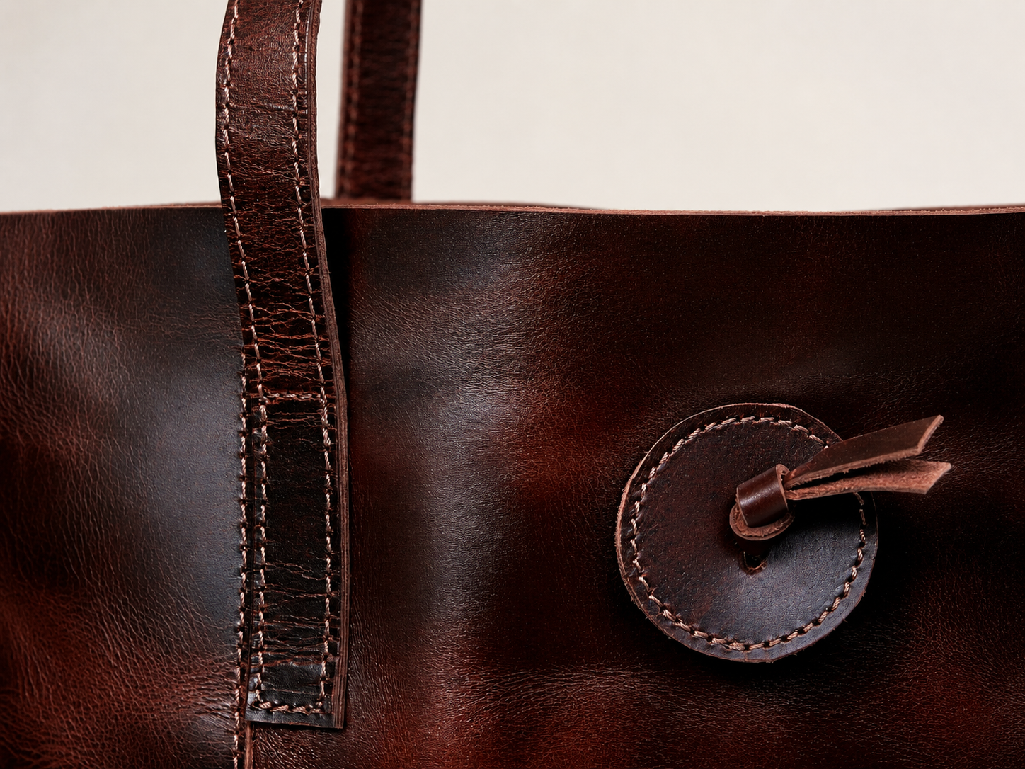 HLB Leather Tote Bag - Burgundy