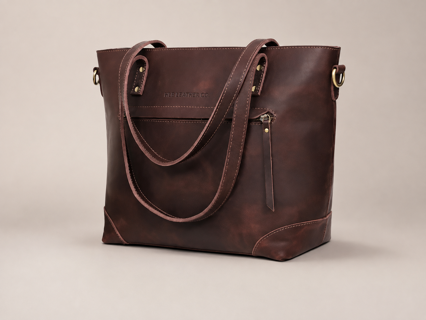 Buffalo Leather Tote Bag Combo - Brown