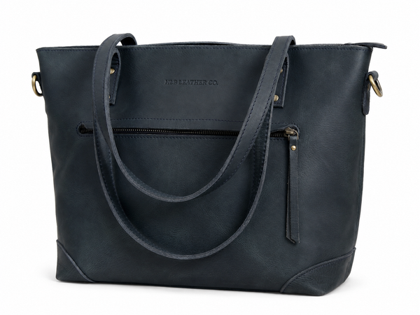 Buffalo Leather Tote Bag - Navy
