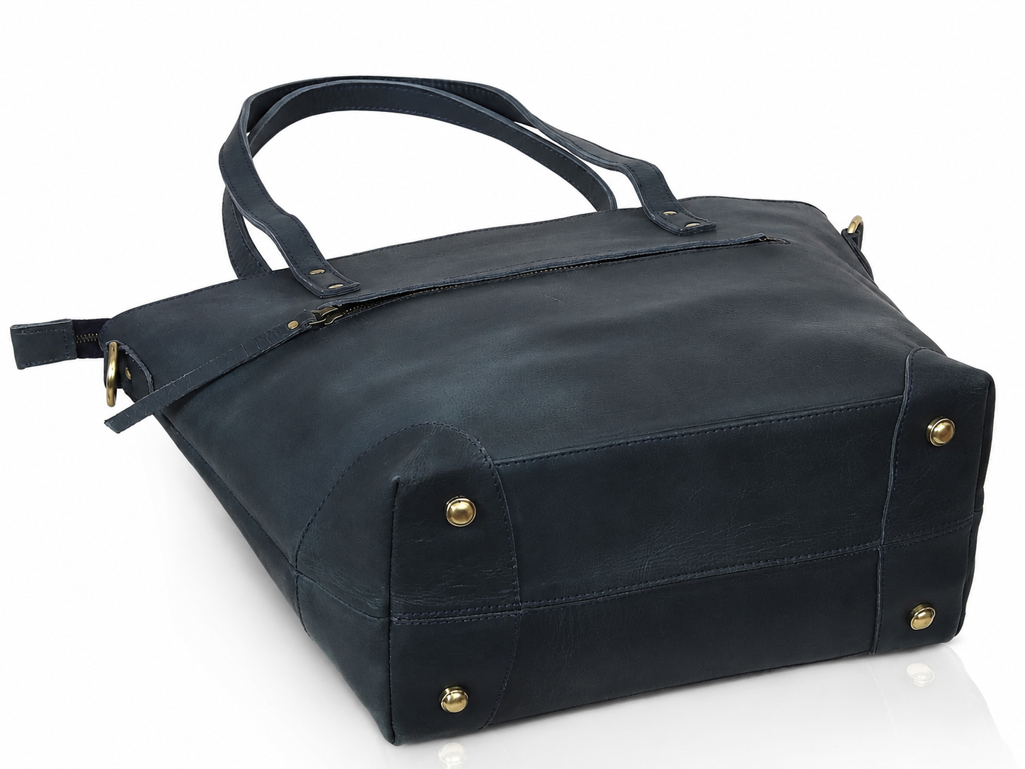 Buffalo Leather Tote Bag - Navy