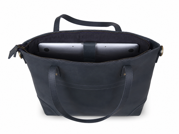 Buffalo Leather Tote Bag - Navy
