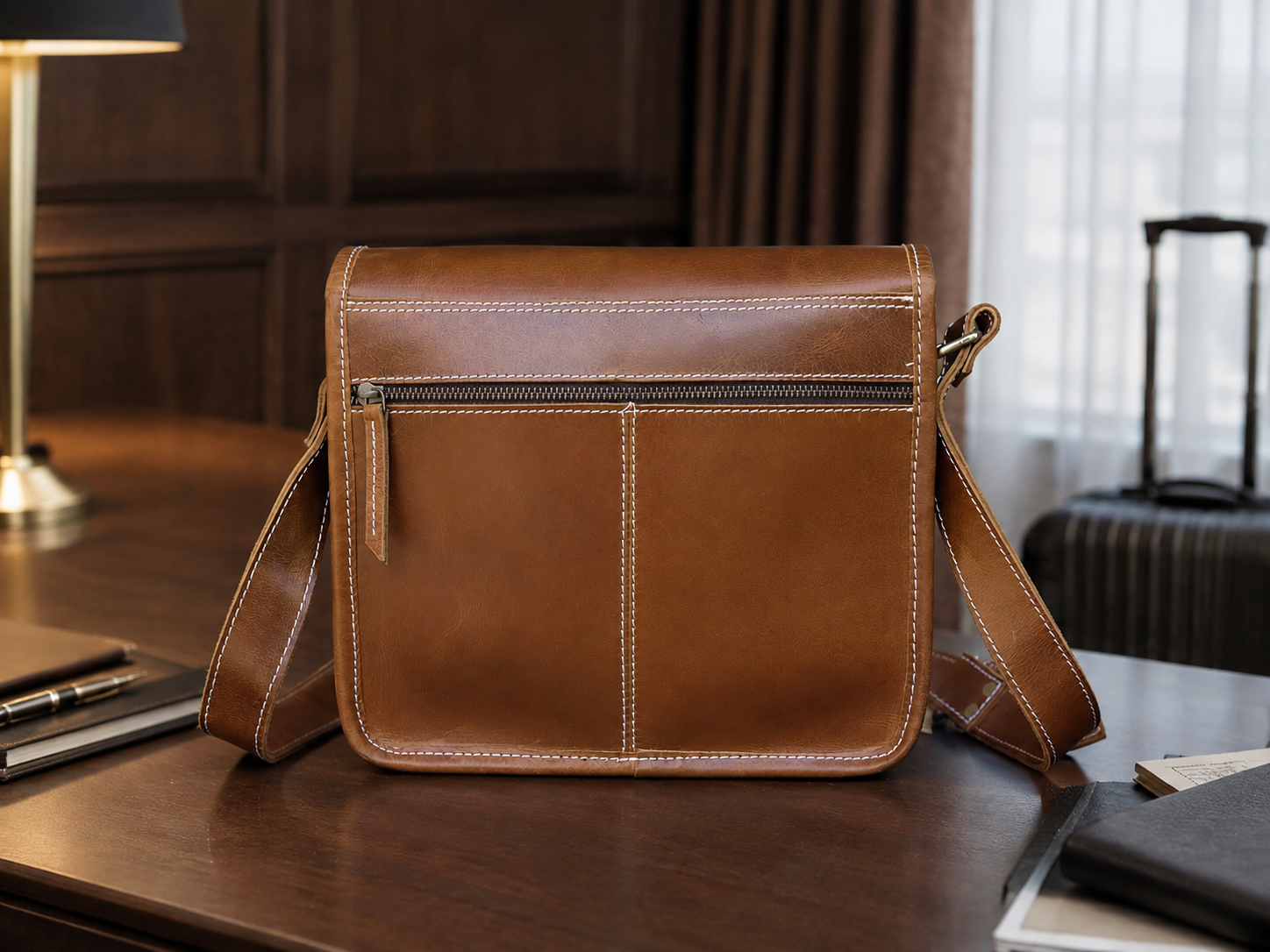 Georgia Vintage Leather Crossbody Satchel – 10.5" Tablet Shoulder Bag