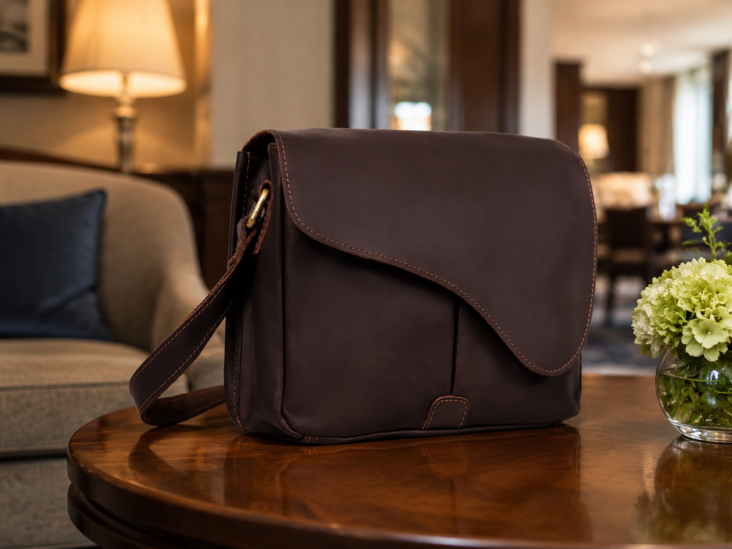 Gracy Full-Grain Buffalo Leather Crossbody Bag – Compact Everyday Shoulder Purse