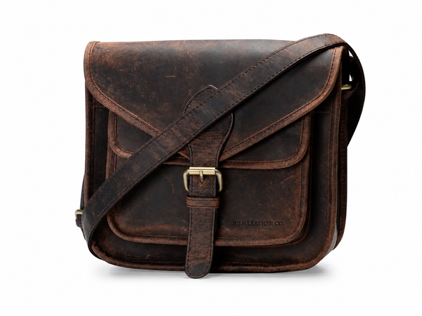 Sedona Vintage Brown Leather Crossbody Bag – Full-Grain Buffalo Shoulder Satchel