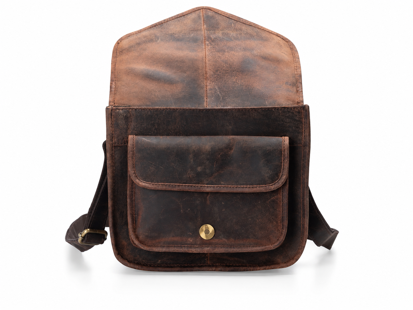 Sedona Vintage Brown Leather Crossbody Bag – Full-Grain Buffalo Shoulder Satchel