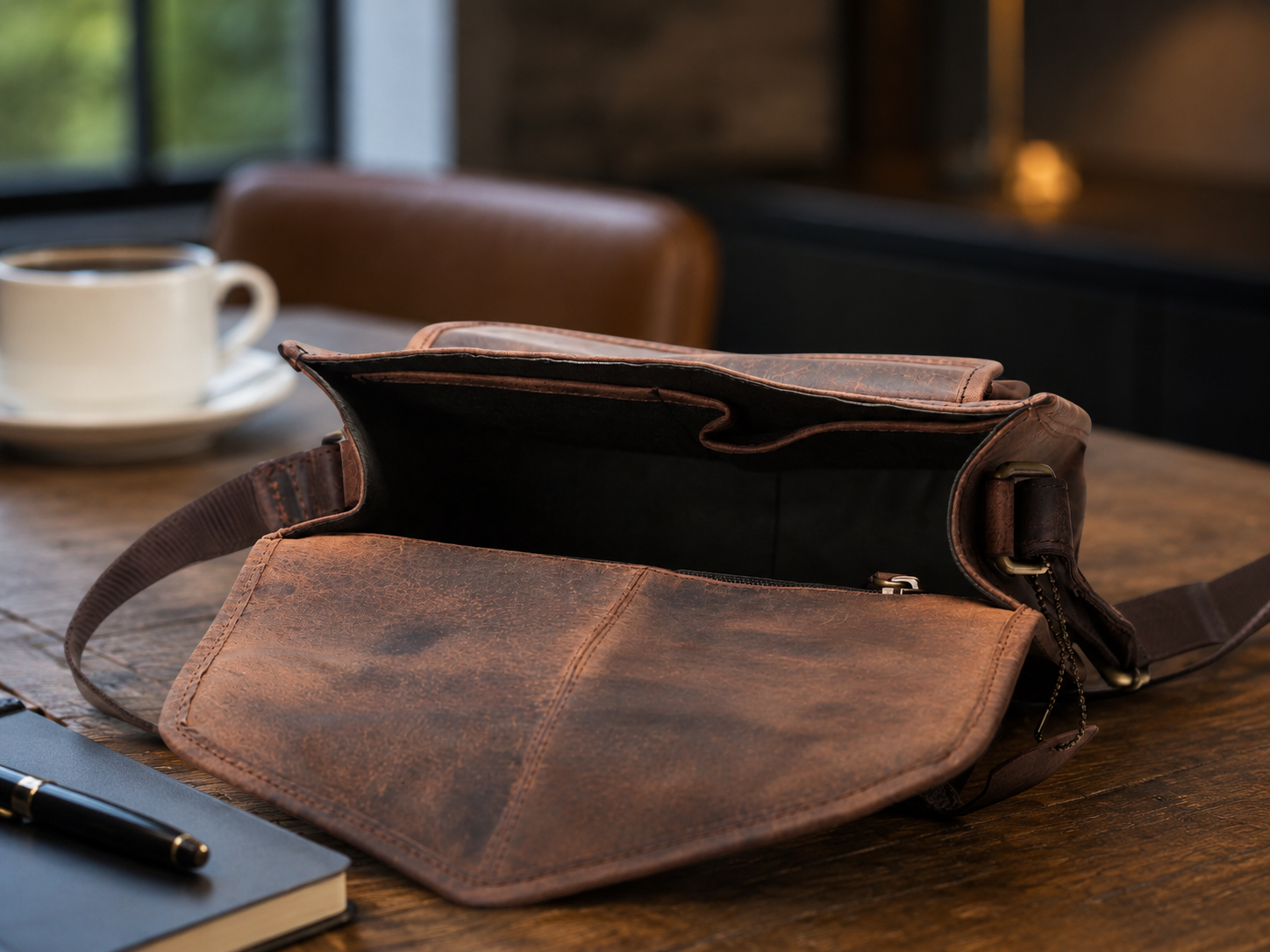 Sedona Vintage Brown Leather Crossbody Bag – Full-Grain Buffalo Shoulder Satchel