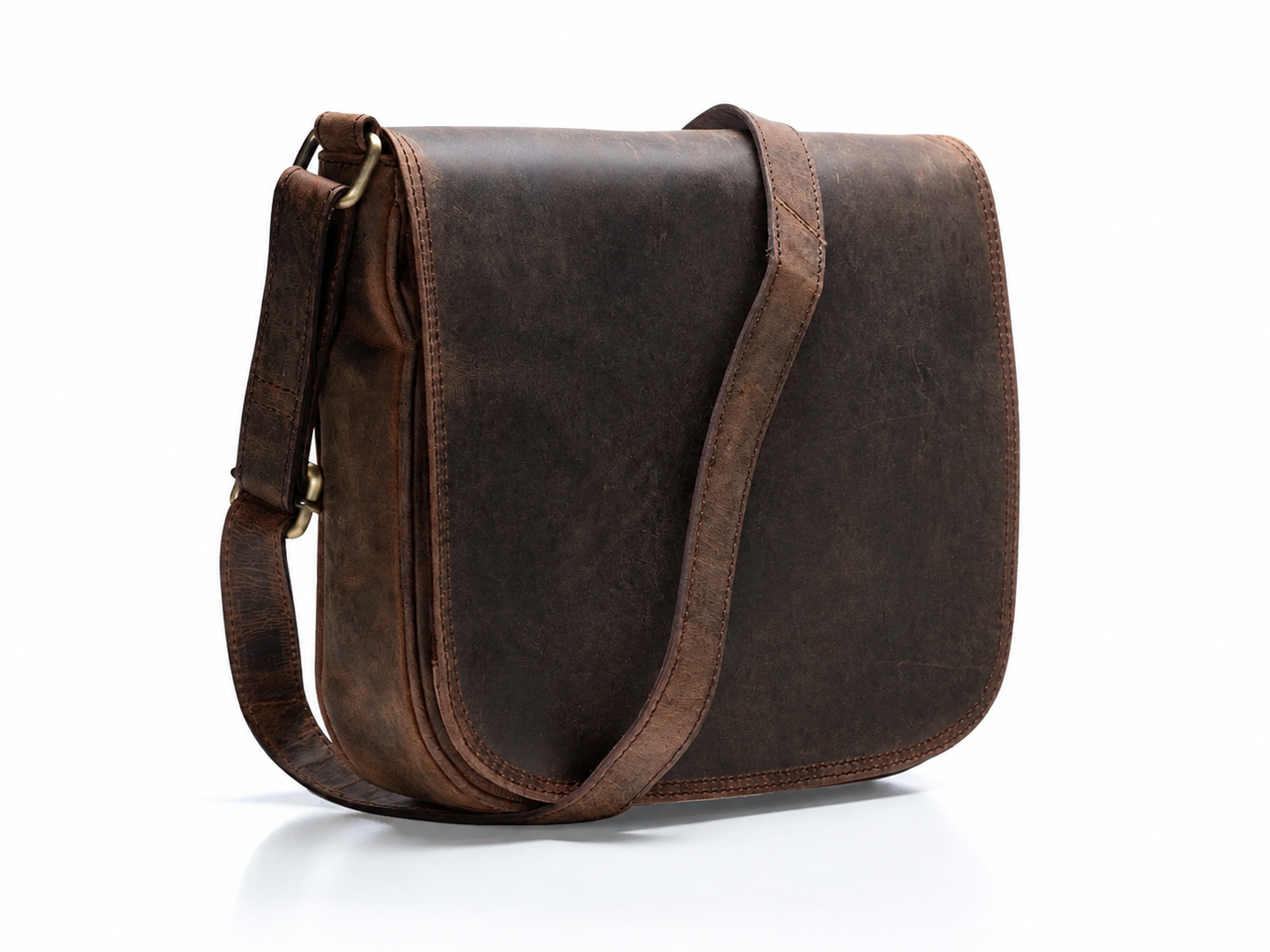 Shanti Vintage Chocolate Brown Leather Crossbody Bag – Medium Everyday Shoulder Purse