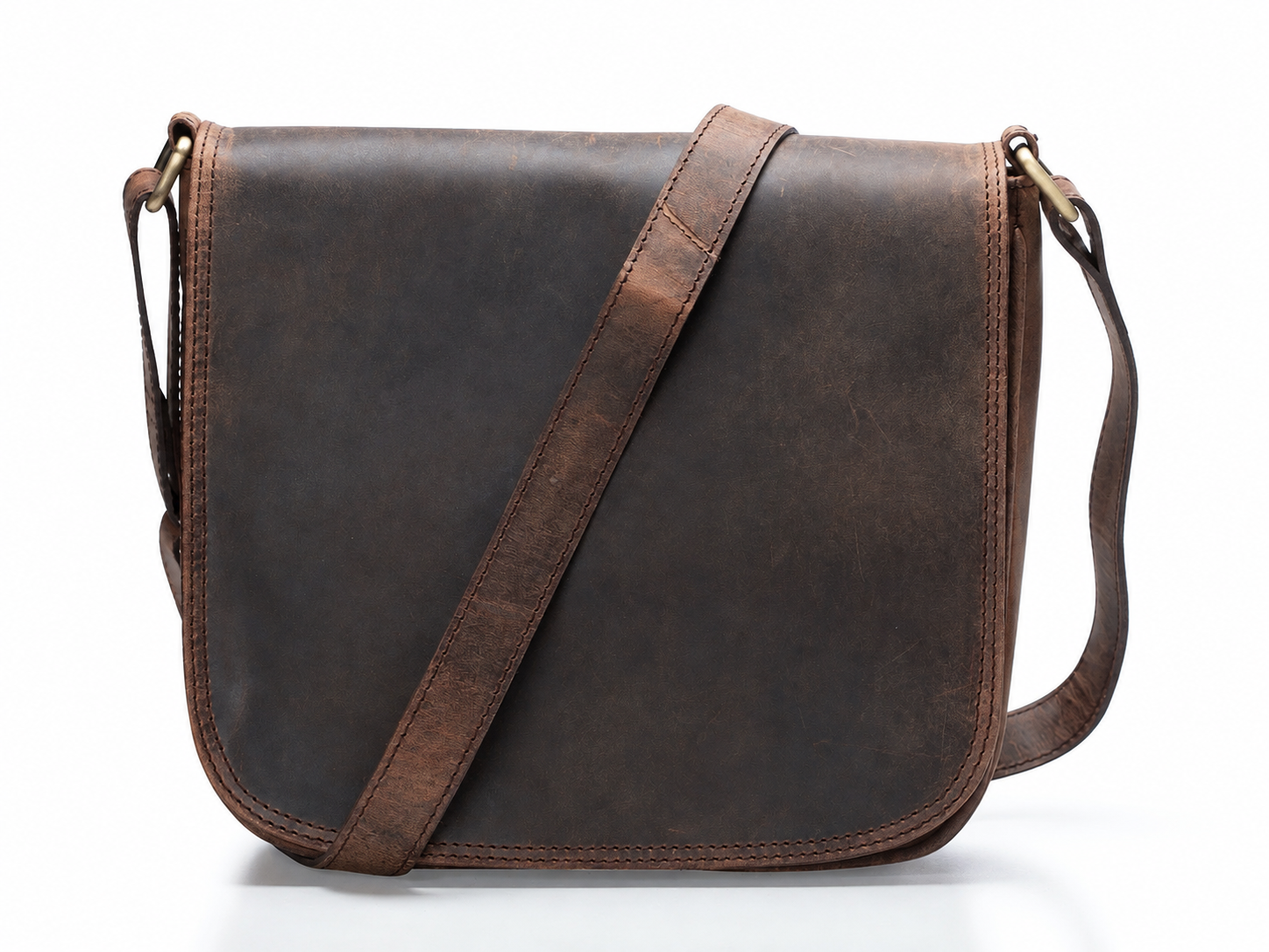 Shanti Vintage Chocolate Brown Leather Crossbody Bag – Medium Everyday Shoulder Purse