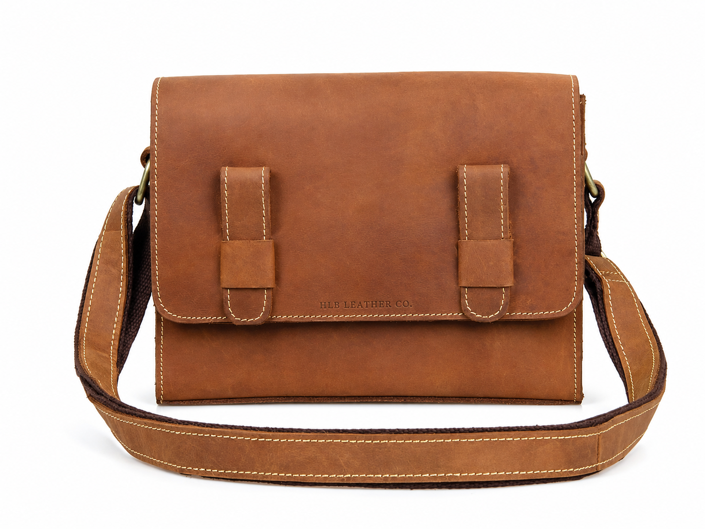 Minimalist Full-Grain Leather Crossbody Satchel – iPad Mini Messenger Bag
