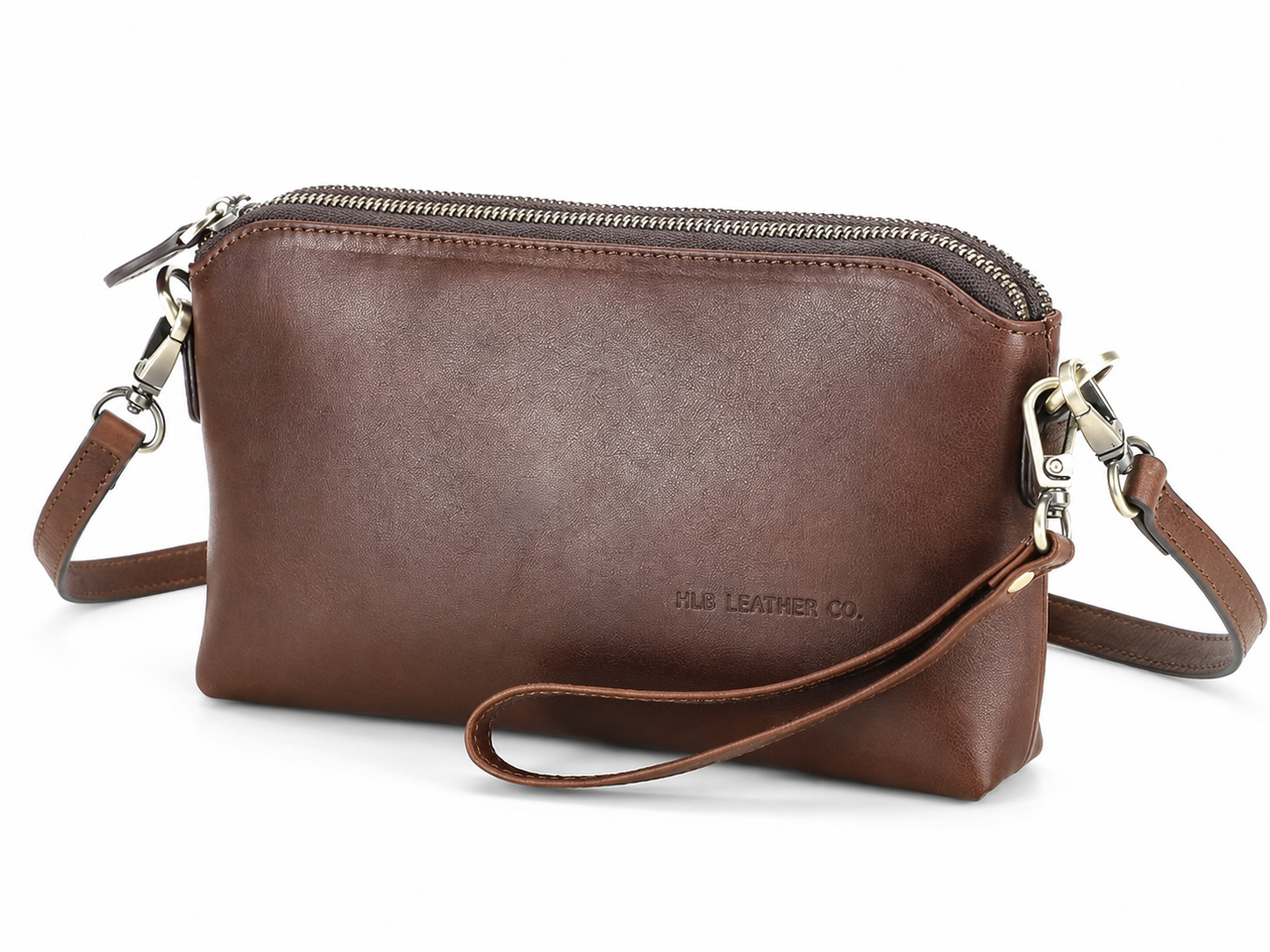 Women's Mini Cowhide Leather Crossbody Clutch – 3-in-1 Shoulder & Wristlet Bag