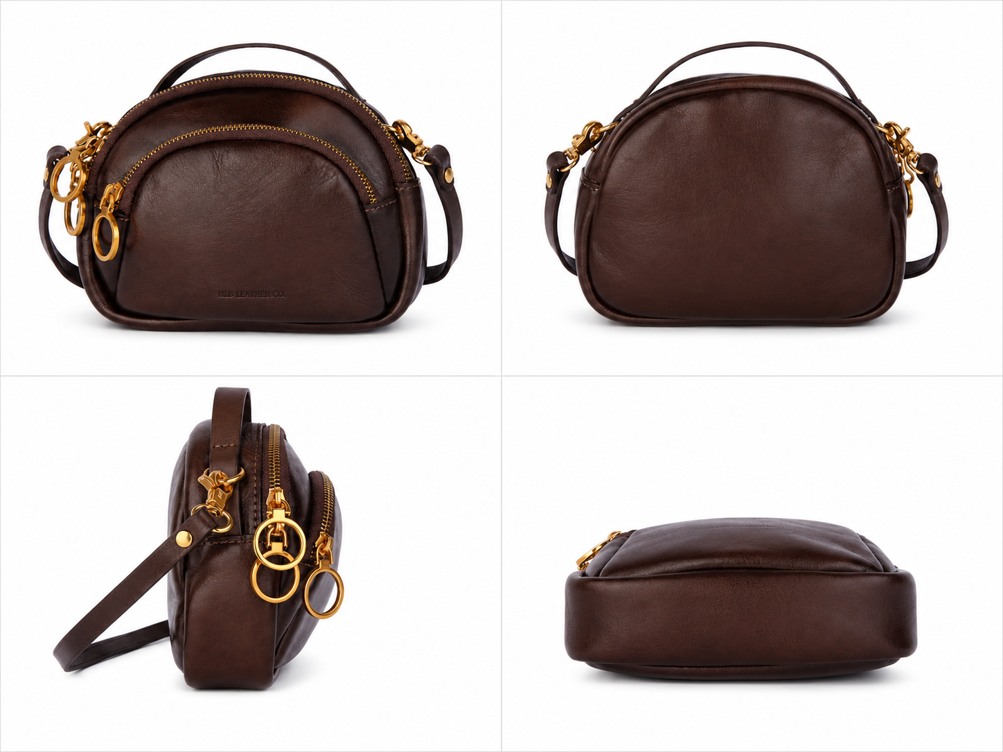 Vegetable-Tanned Leather Mini Crossbody Bag – Compact Everyday Shoulder Purse