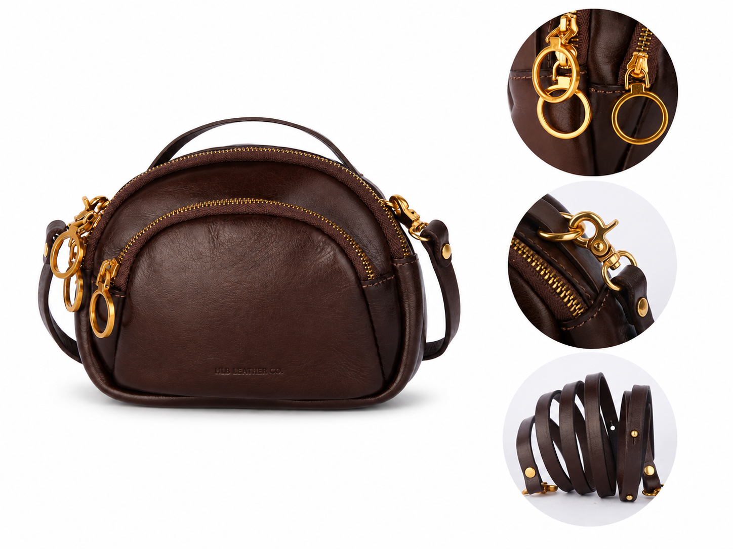 Vegetable-Tanned Leather Mini Crossbody Bag – Compact Everyday Shoulder Purse