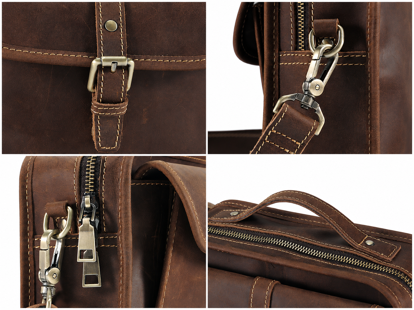 Vintage Leather Mini Crossbody Satchel – Hand-Stitched iPad Mini Shoulder Bag