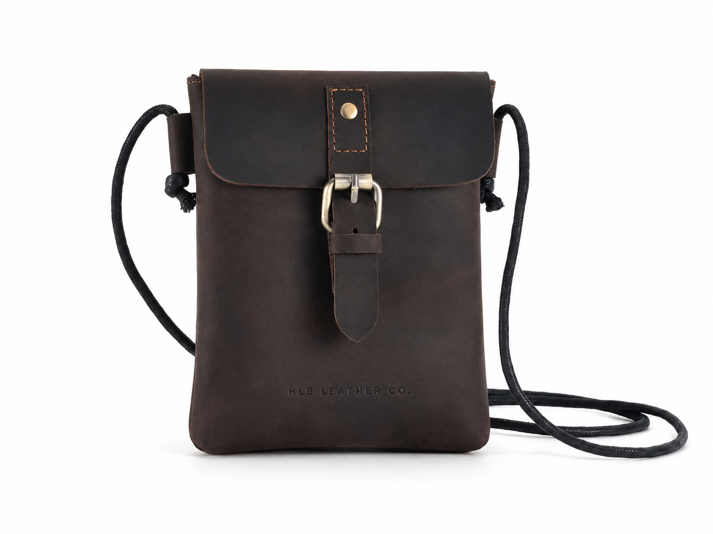 Unisex Vintage Full-Grain Leather Phone Crossbody Bag – Compact Everyday Purse