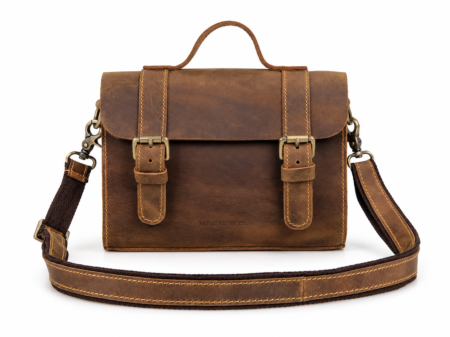 Unisex Full-Grain Leather Crossbody Satchel – iPad Mini Office & Everyday Bag